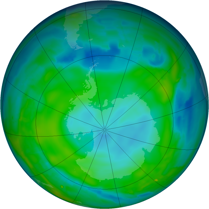 Antarctic ozone map for 23 May 2010